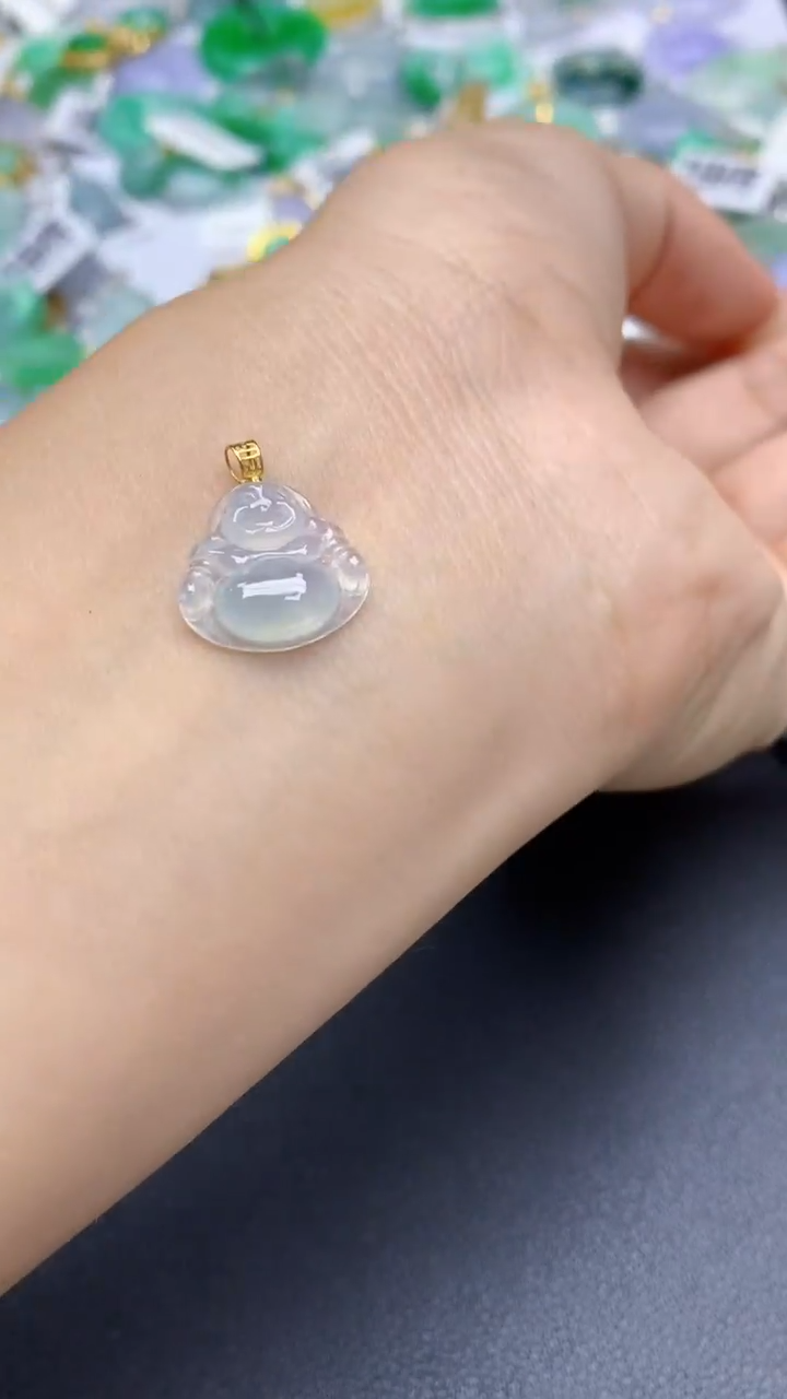 翡翠18K金镶嵌颈饰天然缅甸a货翡翠百元以上9元证书费自理