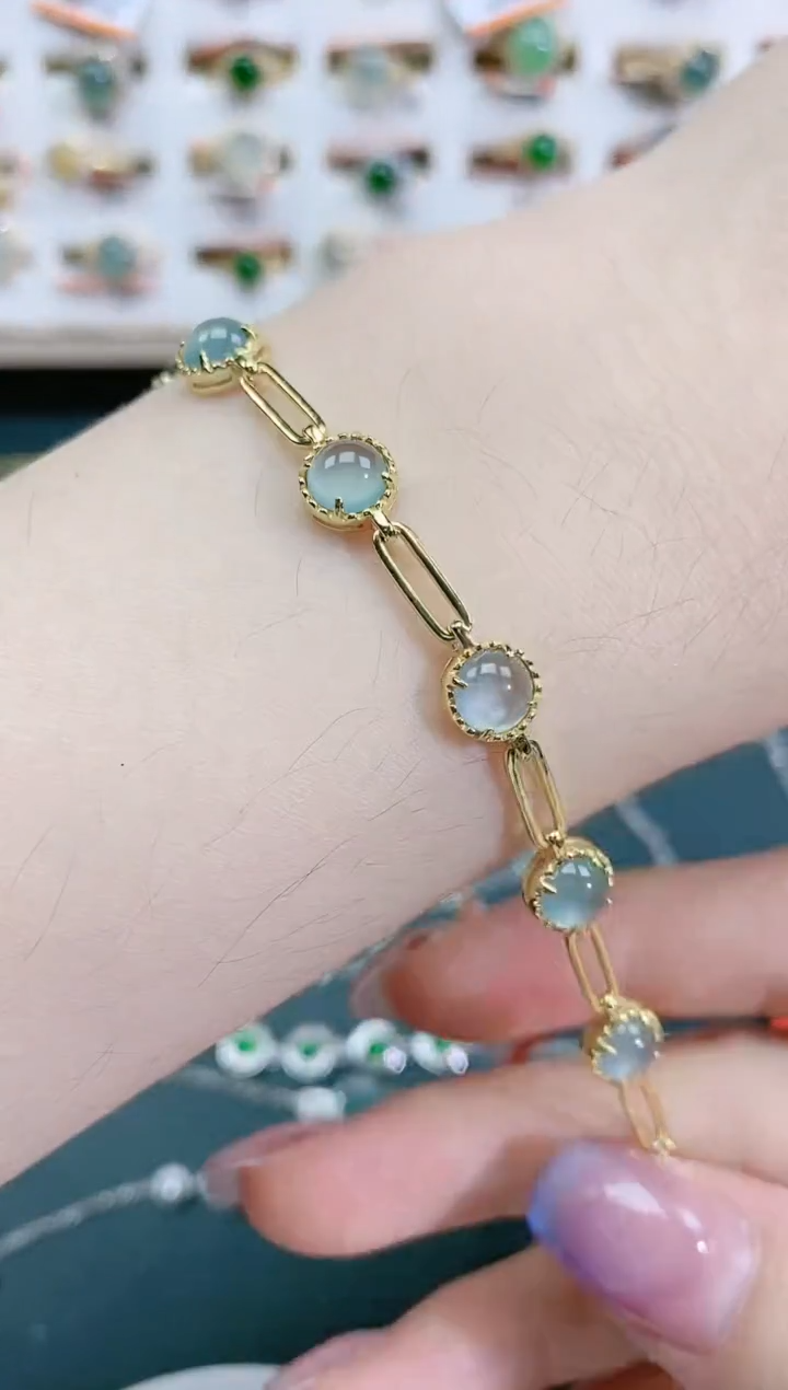 银S925镶嵌手链翡翠天然翡翠