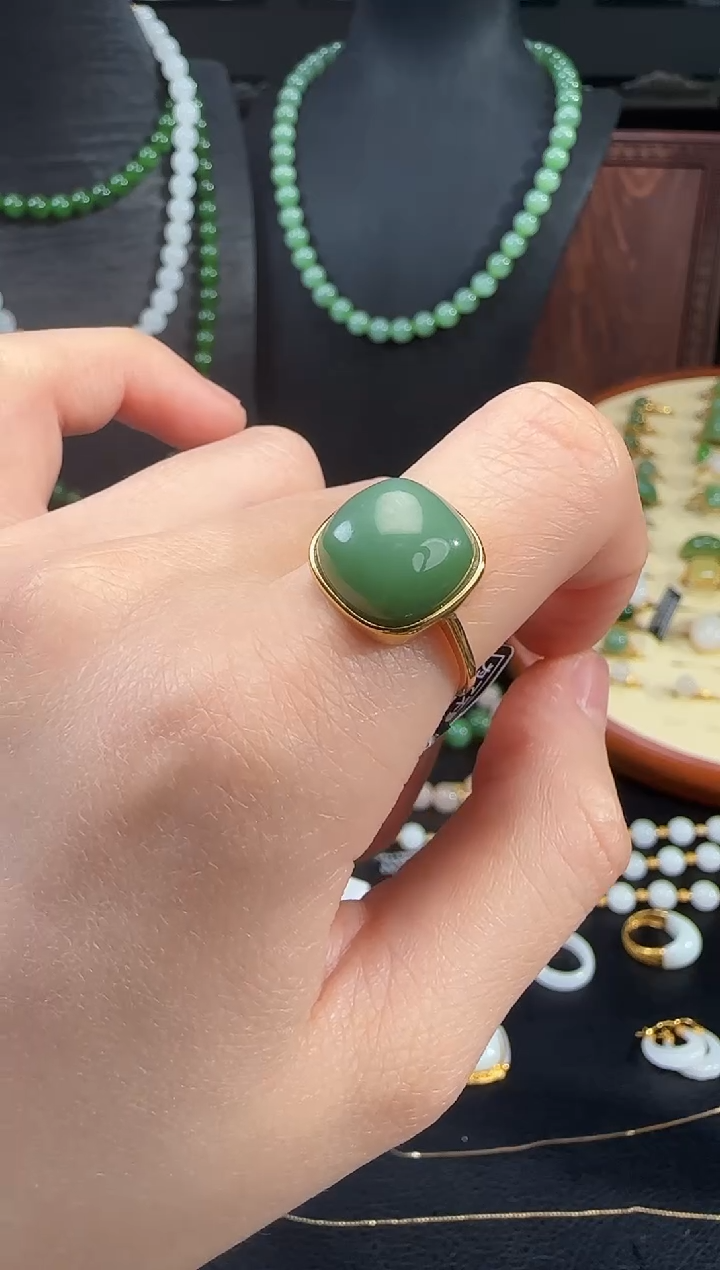 和田玉戒指银S925镶嵌1