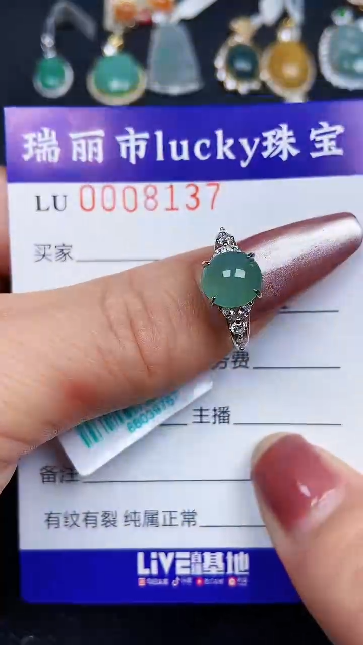 颈饰银S925镶嵌翡翠8137