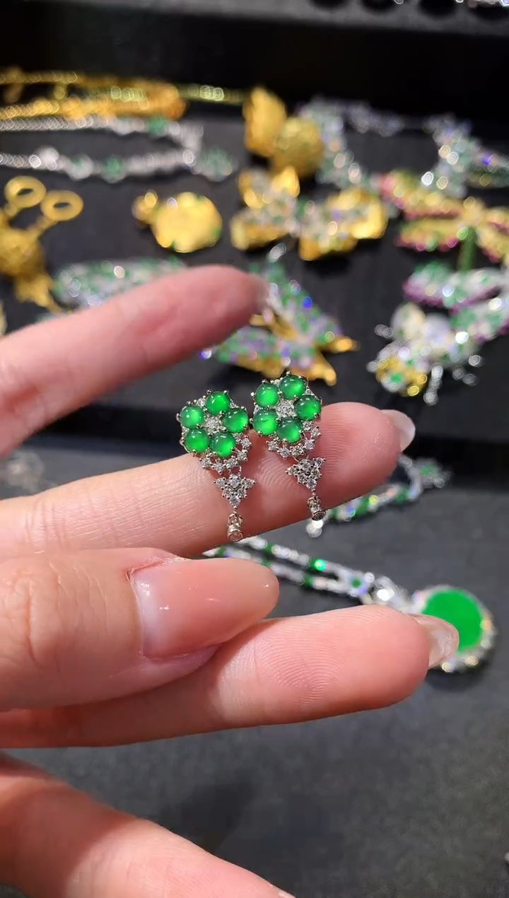 【闪购商品】翡翠耳饰银S925镶嵌162耳饰（多样性发货一件