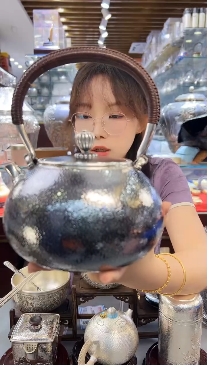 纯手工999烧水壶 做旧锤纹