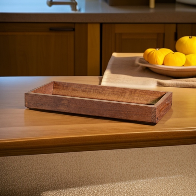 缅甸柚木文承托盘新中式家用客厅玄关收纳盒茶具化妆品收纳