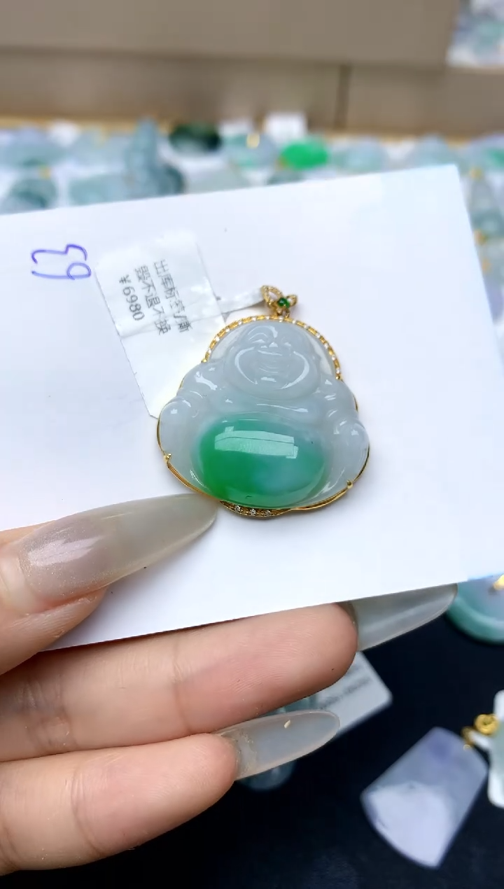 【闪购商品】翡翠颈饰18K金镶嵌天然A货翡翠