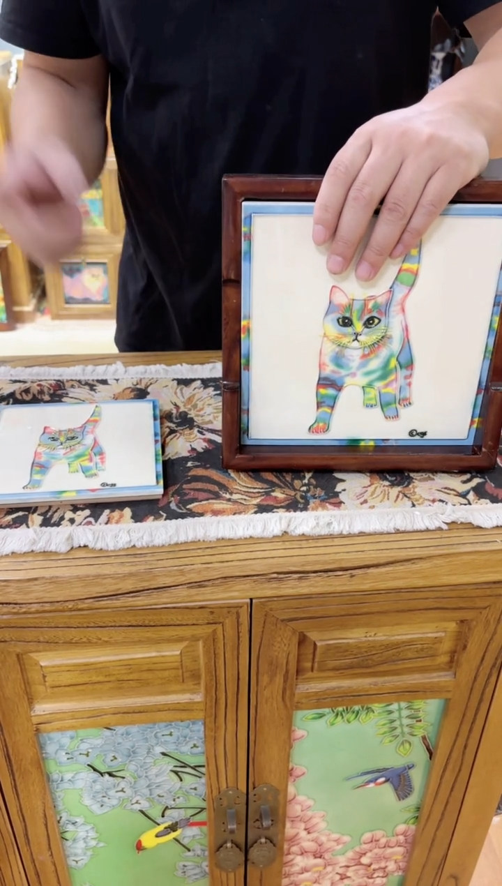 瓷片23.23老榆木实木茶台/拍一发二