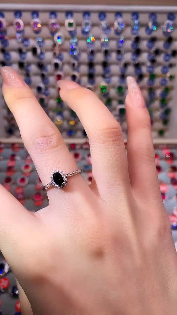 【闪购商品】蓝宝石戒指银S925镶嵌1111