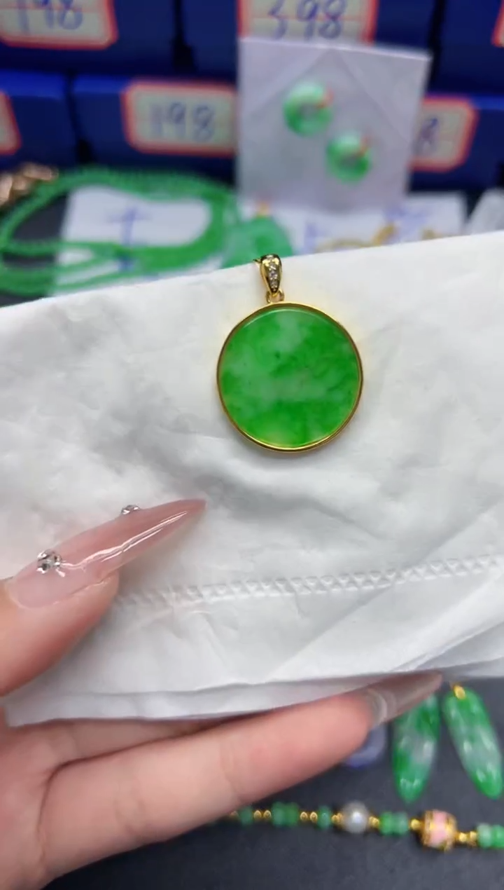 【闪购商品】翡翠颈饰银S925镶嵌Y缅料A货/支持复检/一件