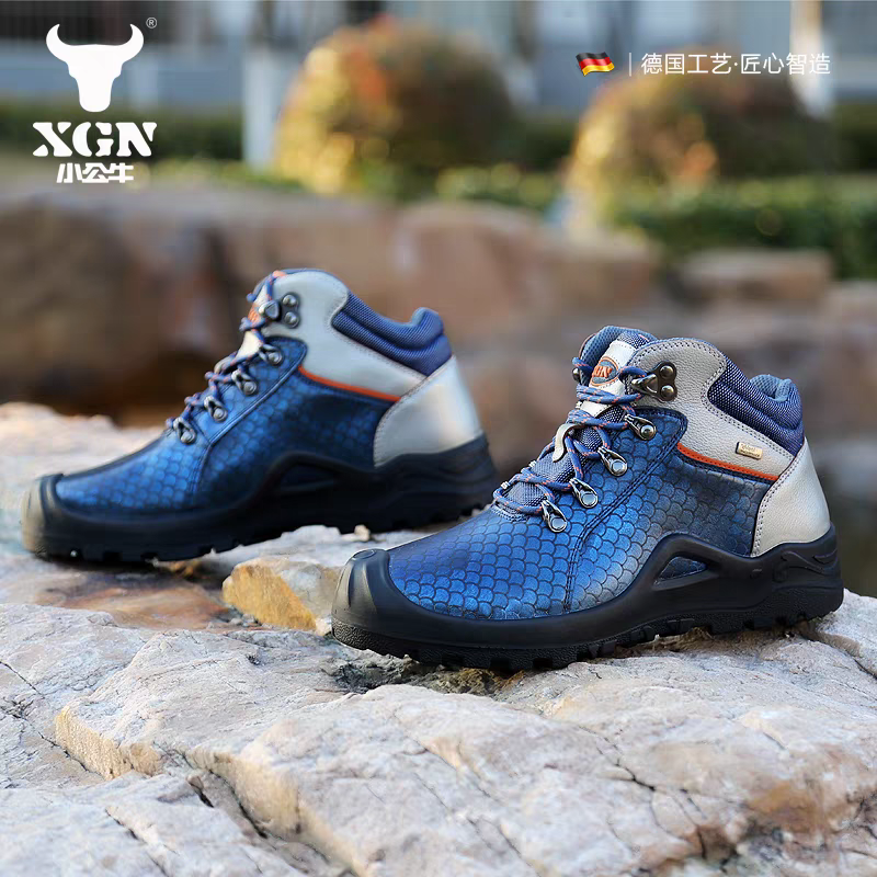 XGN小公牛钓鱼鞋四季真皮高帮男鞋防滑防水户外爬山徒步鞋