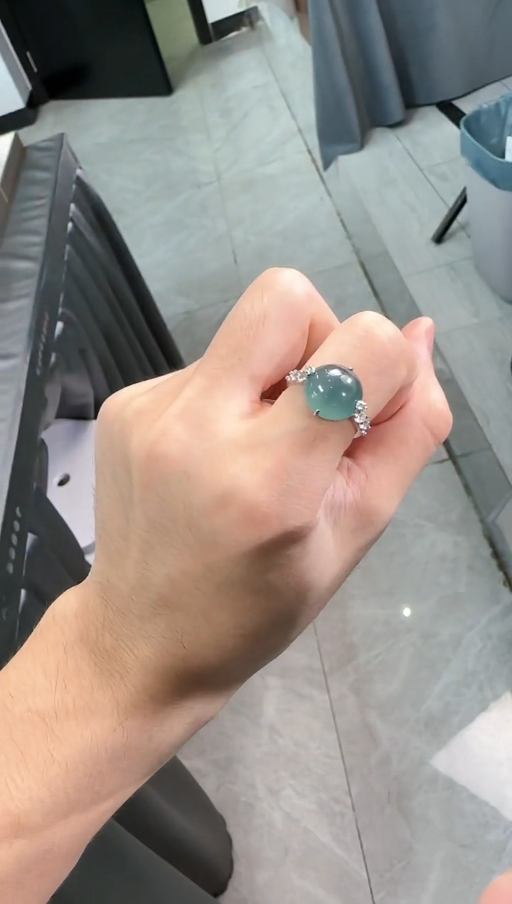 银S925镶嵌戒指翡翠翡翠戒指