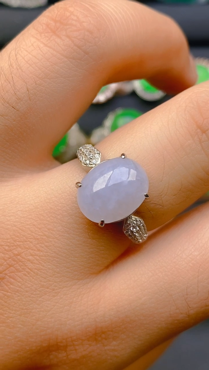 【闪购商品】翡翠戒指银S925镶嵌天然A货翡翠1