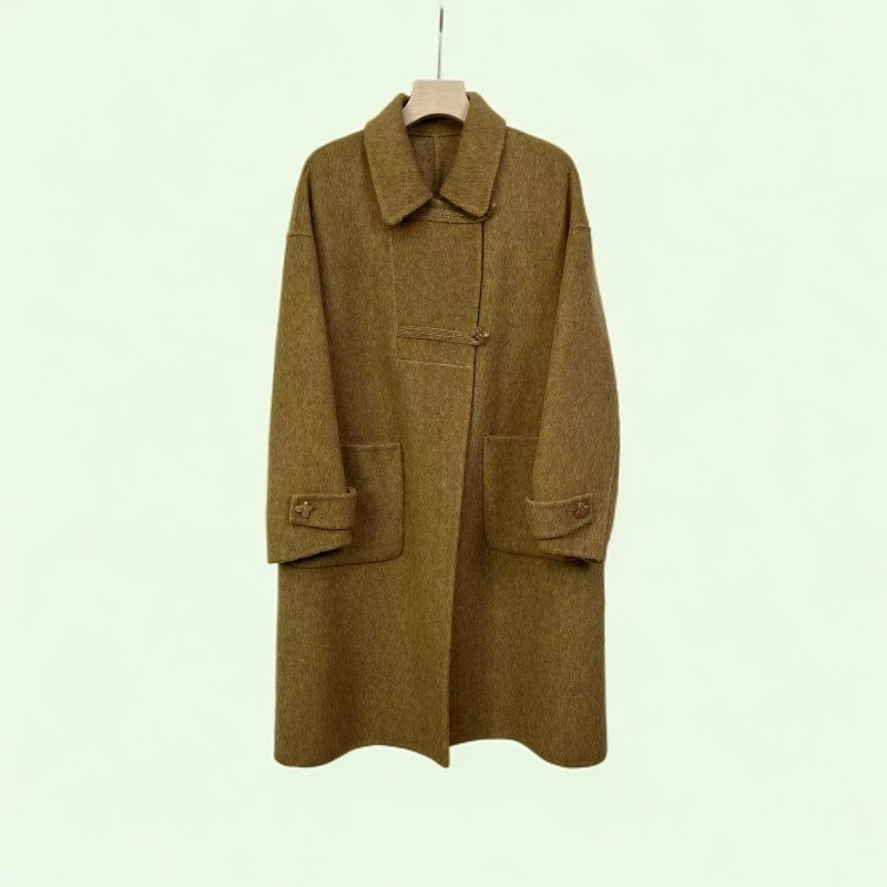 【小姨专属】717秋冬新款双面呢大衣娃娃领赫本风蝴蝶扣羊毛外套