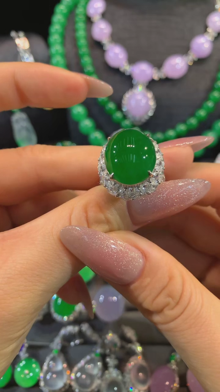 【闪购商品】翡翠戒指18K金镶嵌戒指