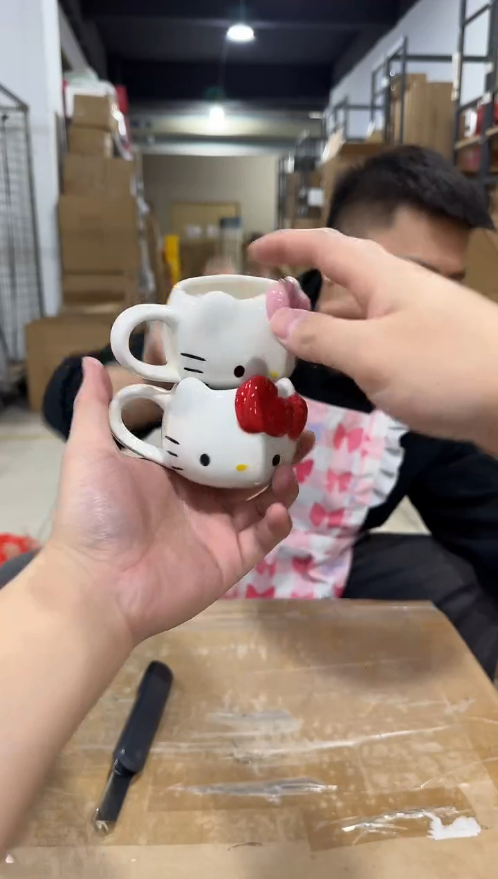 瓷片kkkt 一口杯 红色加粉色