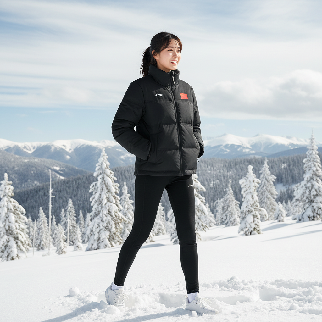 李宁中国女子90%鸭绒短羽绒服2025冬季时尚潮流防风保暖立领外套