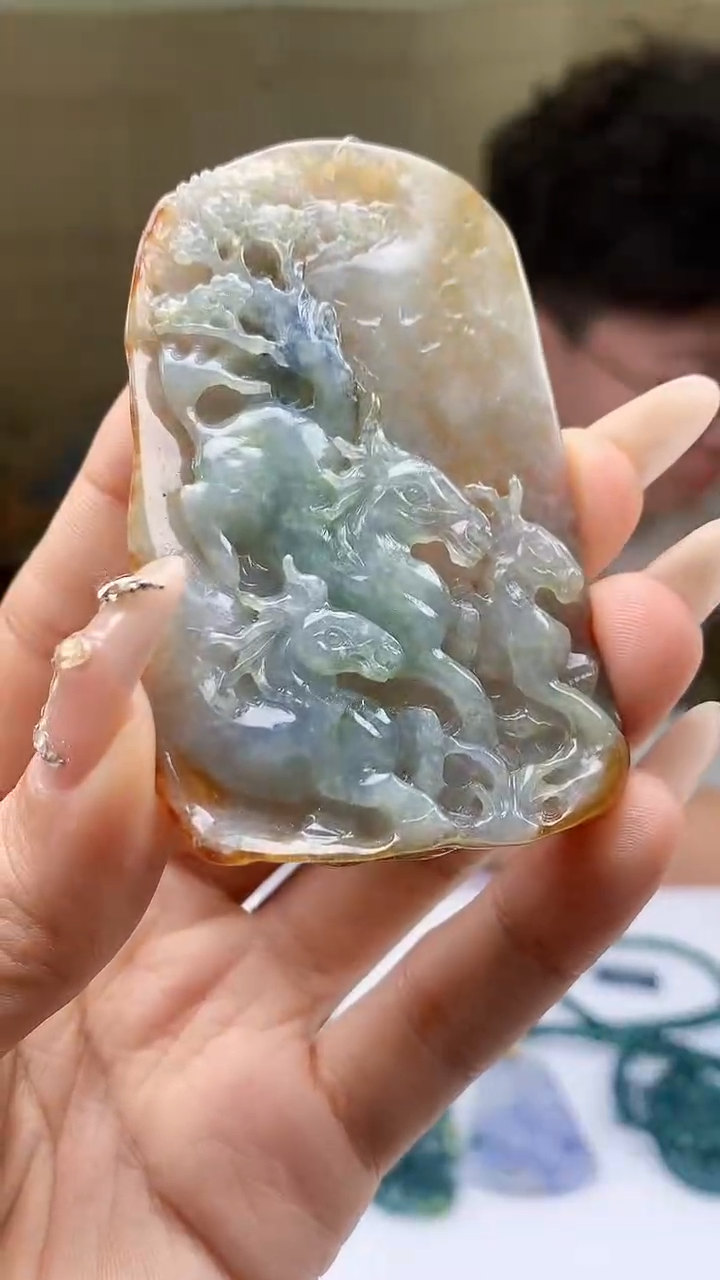 【闪购商品】定制翡翠未镶嵌4688ty-毛货挂件76