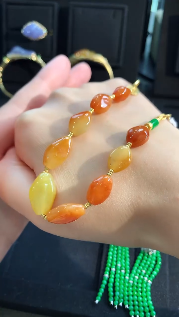 【闪购商品】翡翠手链18K金镶嵌手饰