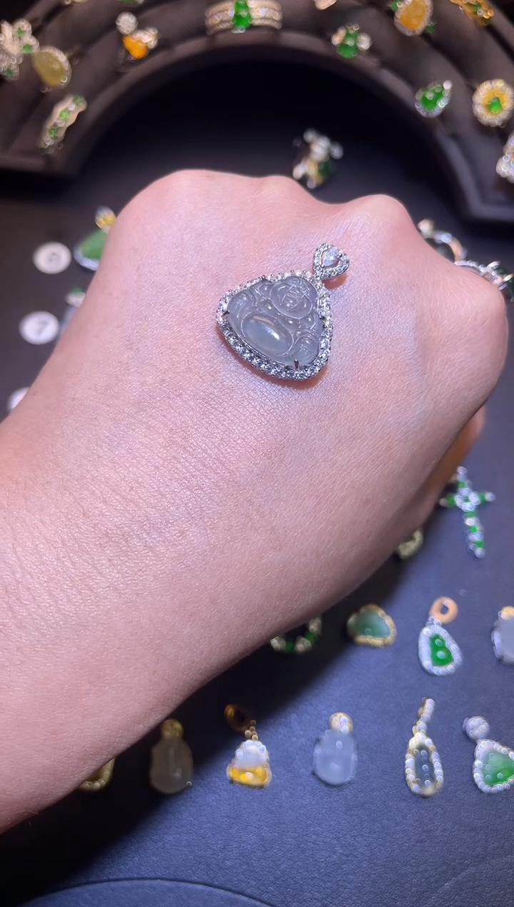 吊坠(不含链)银S925镶嵌翡翠1