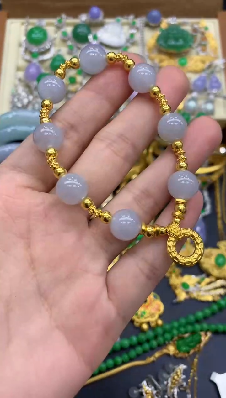 足金镶嵌手链翡翠272-中国好珍宝