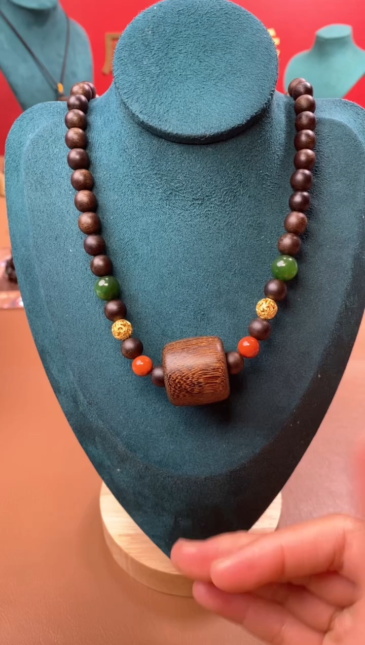 【闪购商品】沉香手串M玉化紫08三圈+虎斑留疤白沉香木雕顶珠