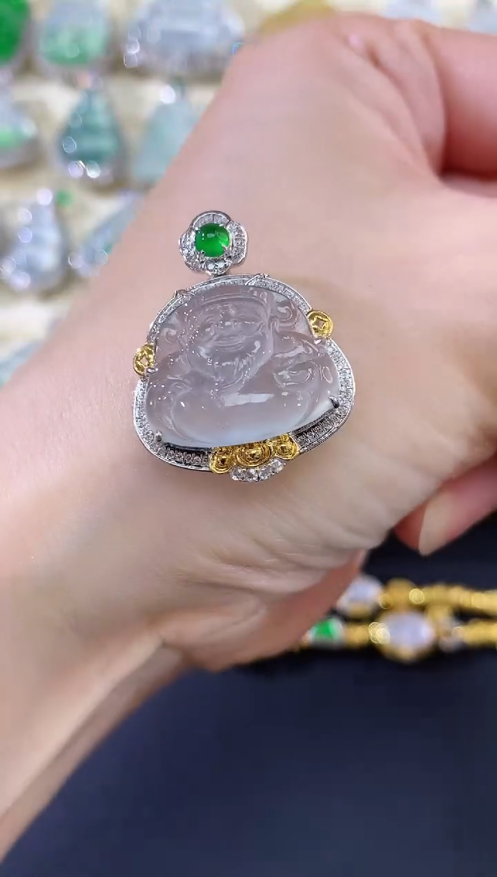 吊坠(不含链)18K金镶嵌翡翠223|