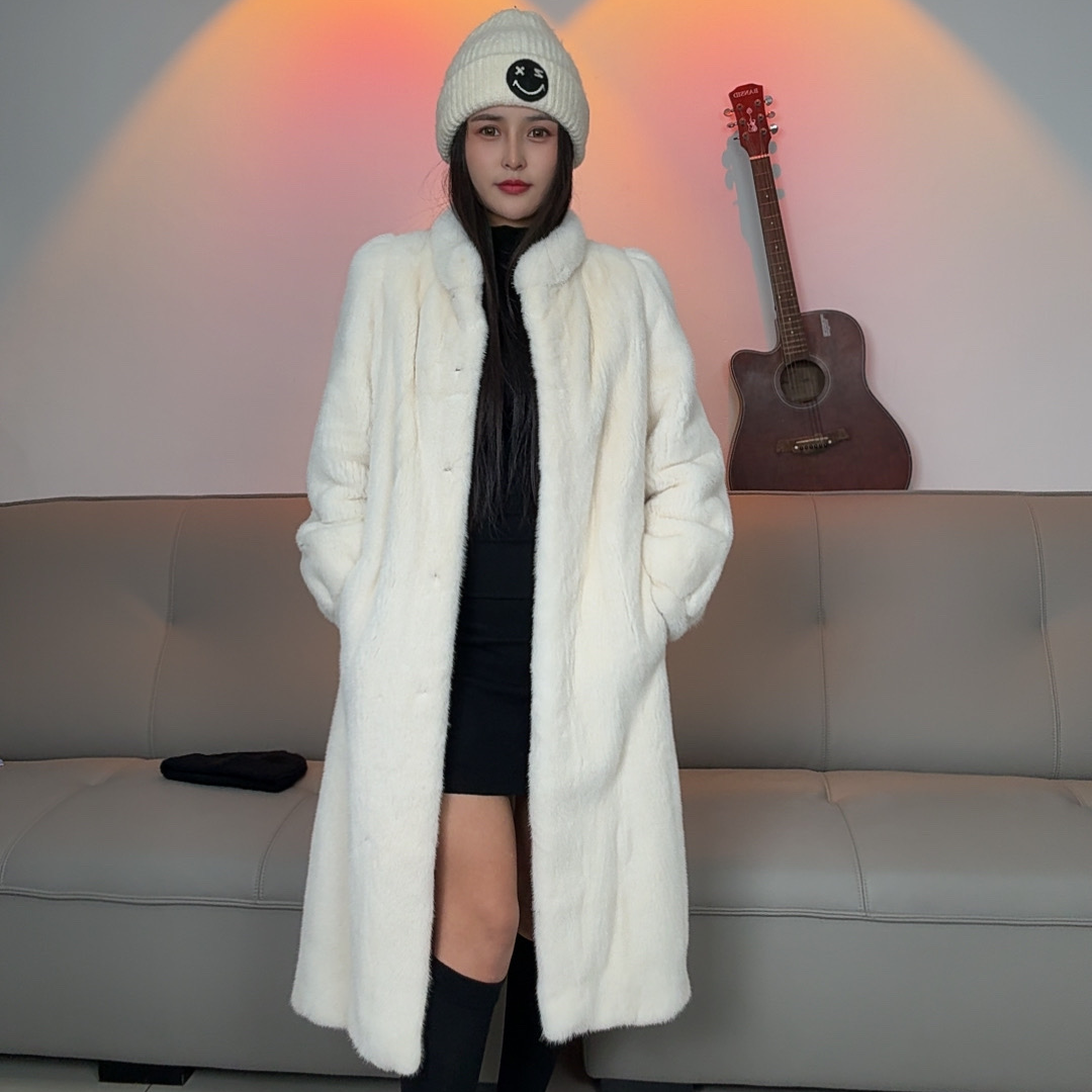 【梦幻】进口水貂毛天鹅绒皮草外套时尚休闲款貂皮大衣女22257