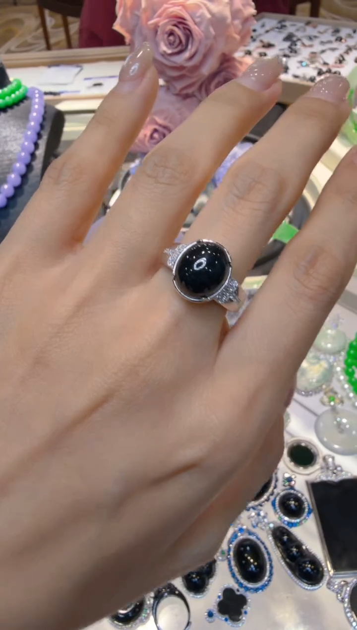 银S925镶嵌戒指翡翠多样性团购发一件