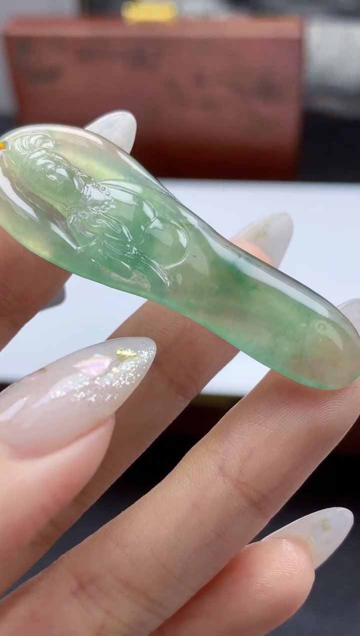 【闪购商品】定制翡翠未镶嵌011ee-毛货观音81赠金扣