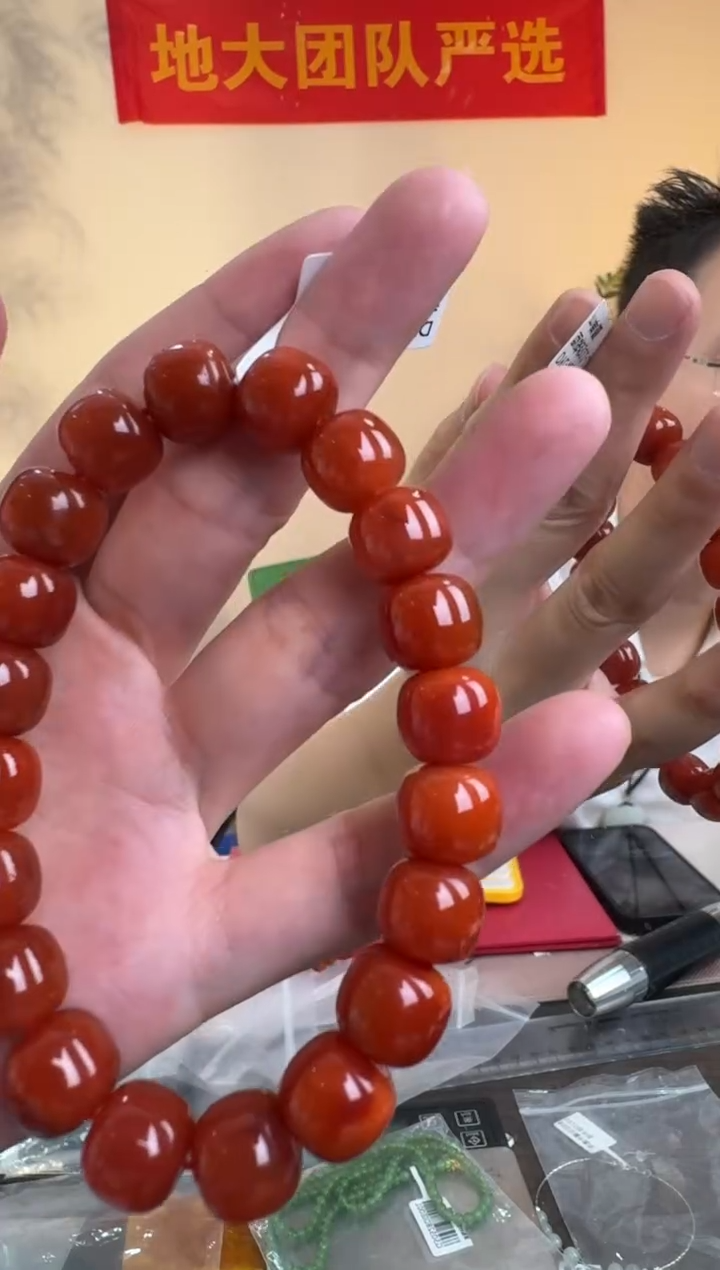 南红玛瑙手串未镶嵌约11-12mm南红玛瑙老型珠单圈