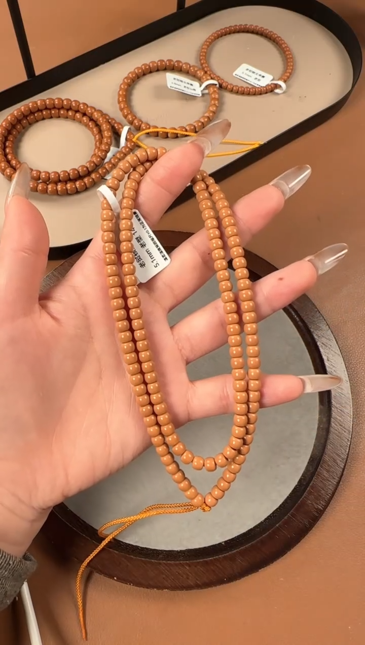 手串橄榄核5.1mm  老挝核尖  老型珠108长串