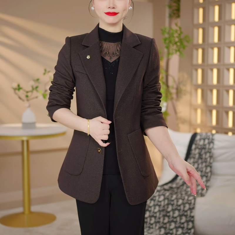 高档洋气中年妈妈西装外套女2025年秋新款职业休闲高级感西服上衣