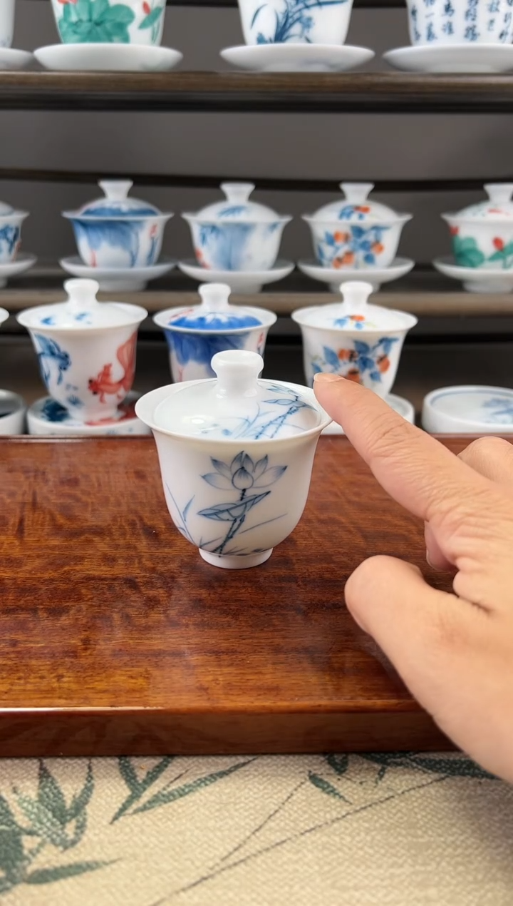 微瑕素莲美人备盖碗100ml二才