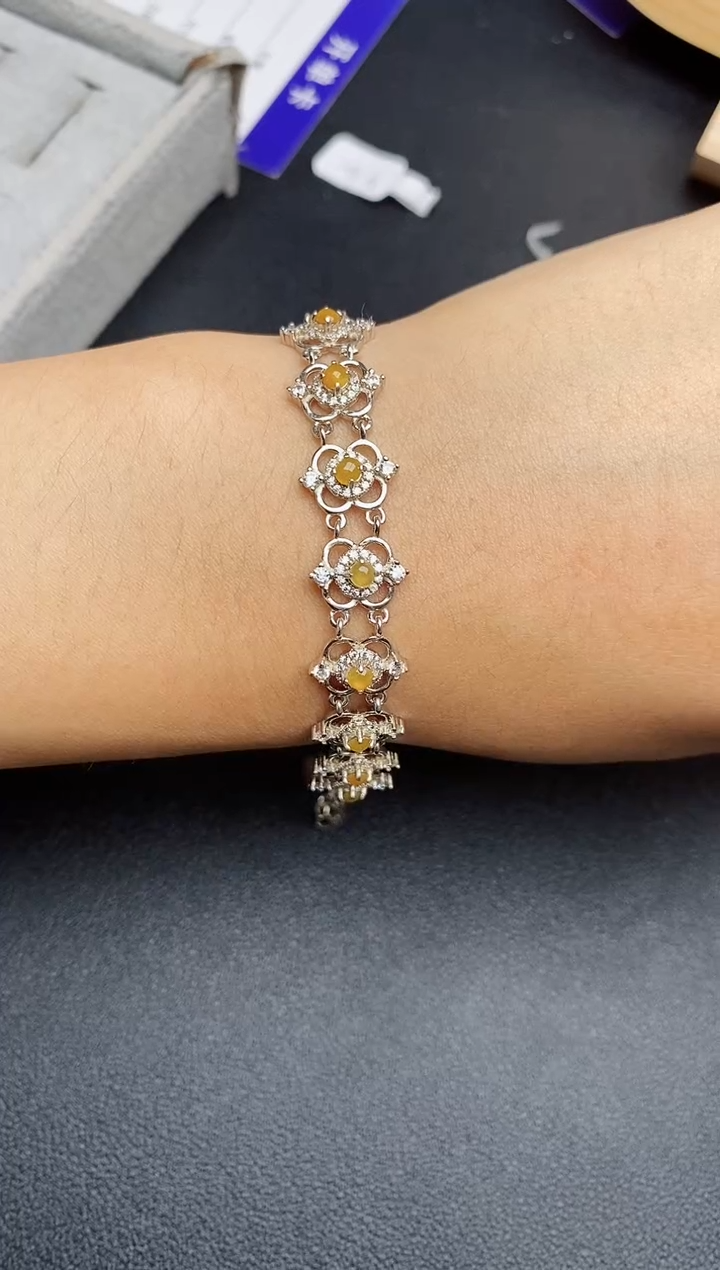 【闪购商品】翡翠手链银S925镶嵌缅甸翡翠