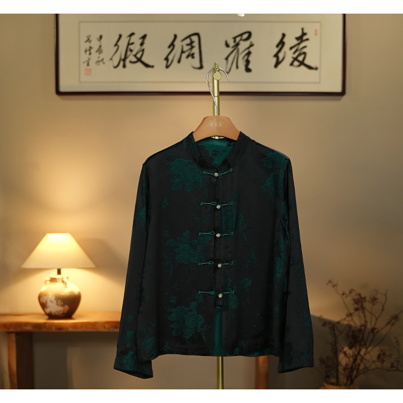 【暮染烟峦-香云纱外套】新中式重工香云纱外套0199