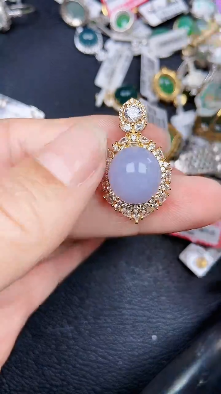 颈饰银S925镶嵌翡翠754