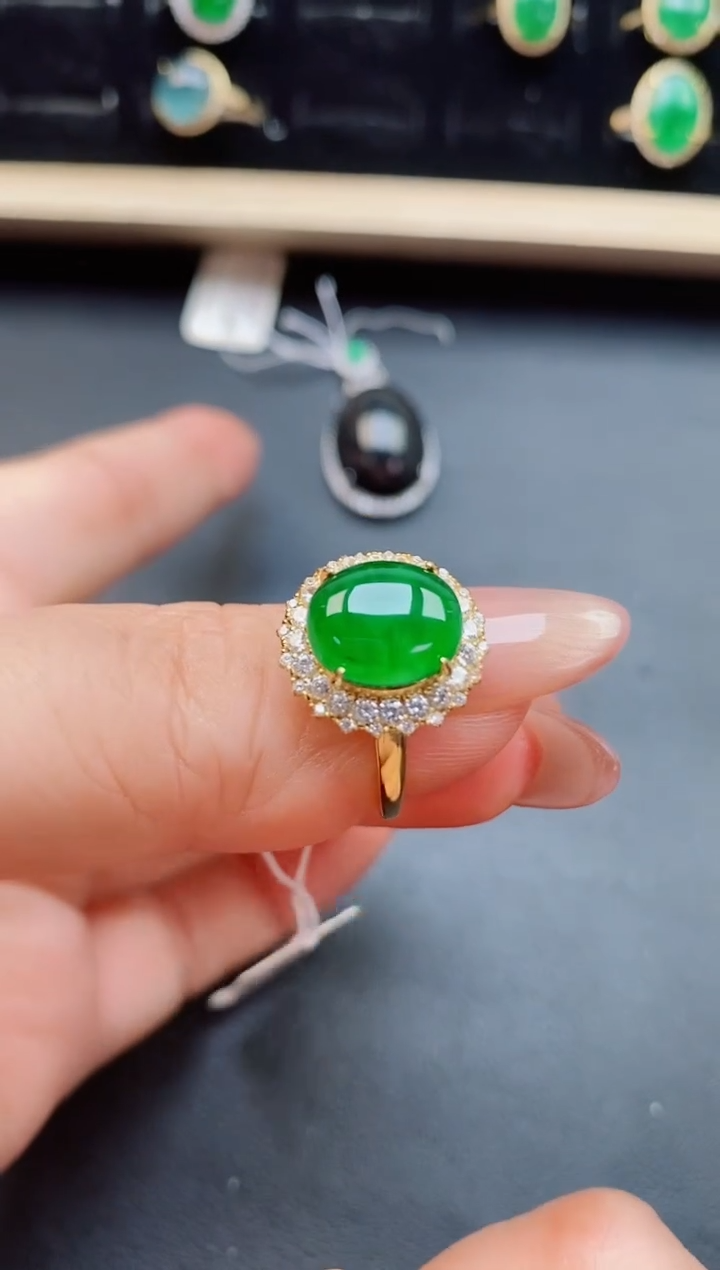 翡翠戒指银S925镶嵌312321