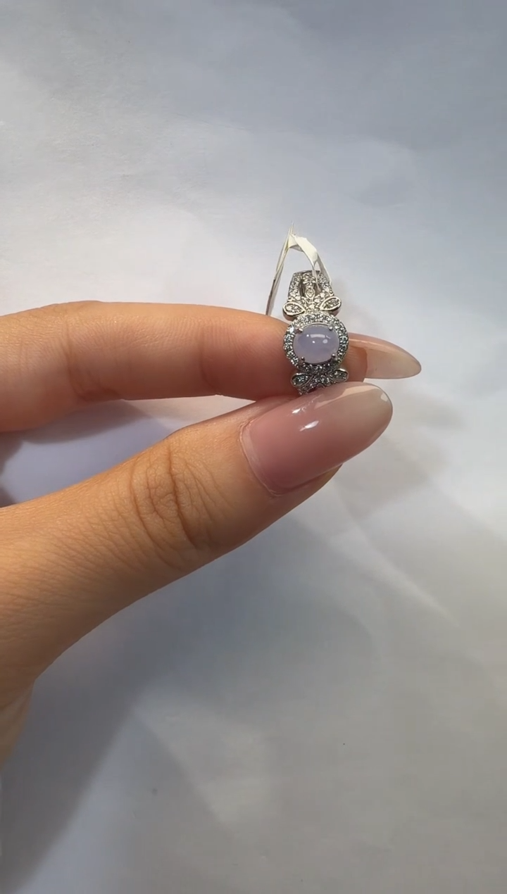 银S925镶嵌戒指翡翠925银镶翡翠戒指镶嵌