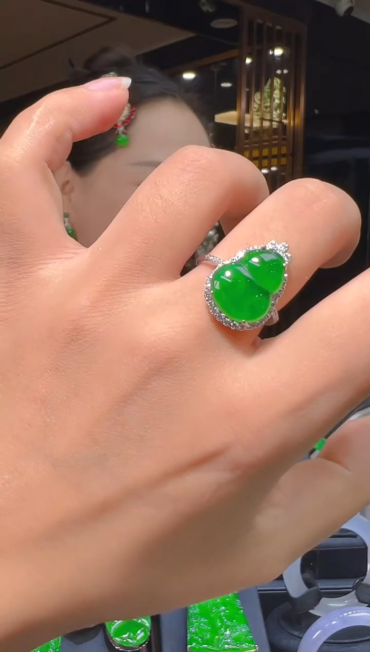银S925镶嵌戒指翡翠058（多样性发其一）