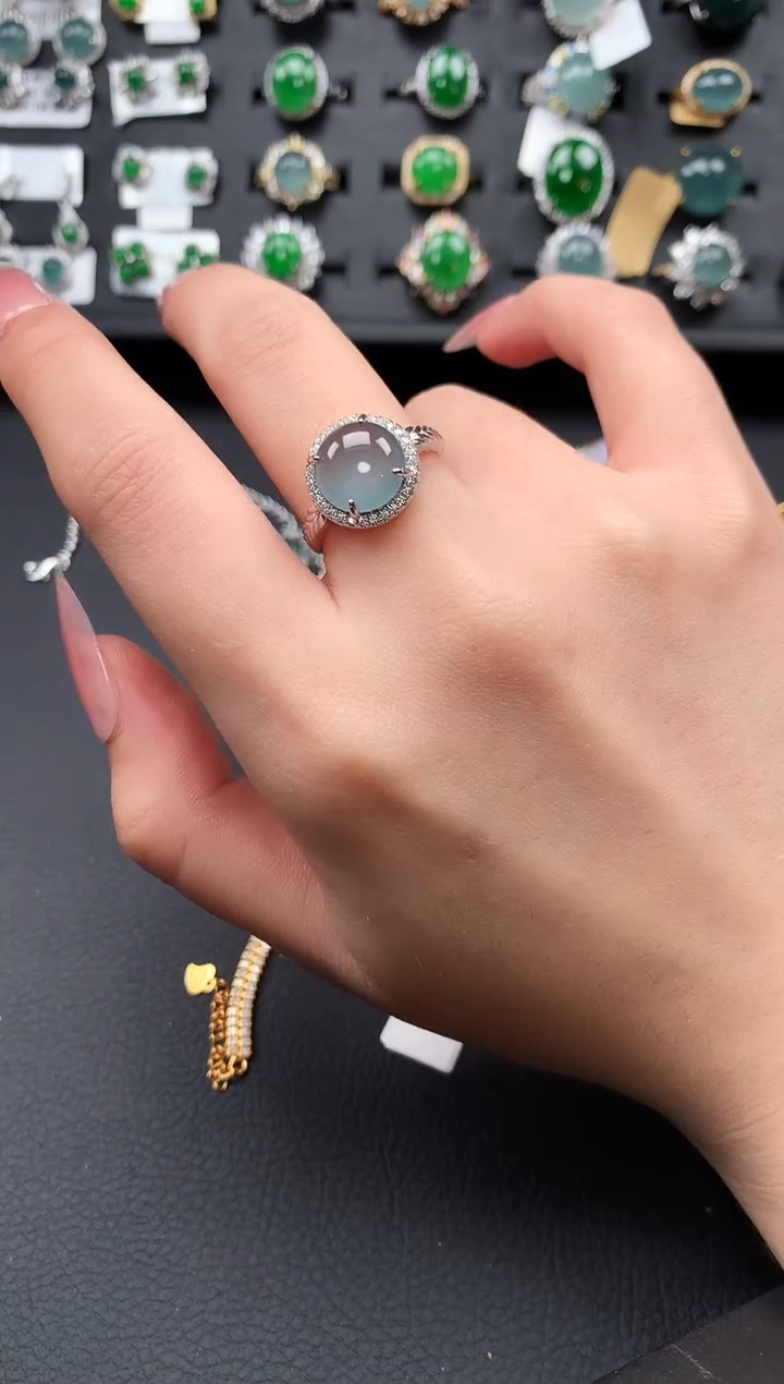 【闪购商品】翡翠戒指银S925镶嵌61341