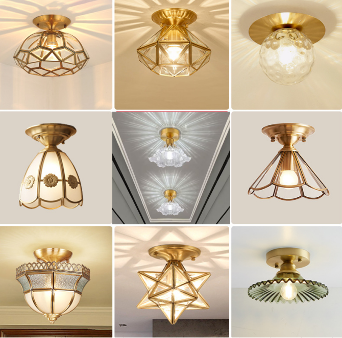 玄关现代阳台吸顶灯全铜欧美式网红创意个性入户玄关走廊小过道灯