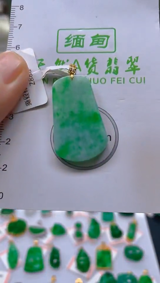 【闪购商品】翡翠颈饰18K金镶嵌天然翡翠A货，支持复检