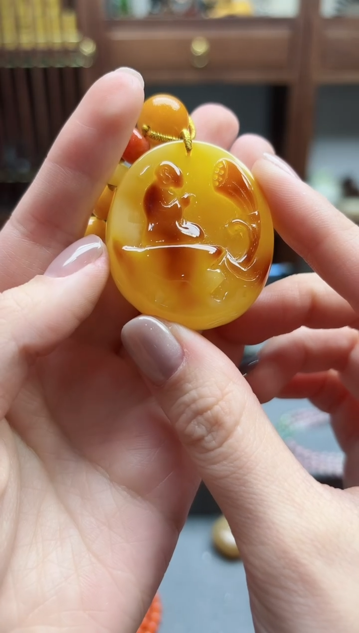 【闪购商品】蜜蜡裸石未镶嵌蜜蜡悟道吊坠 DY