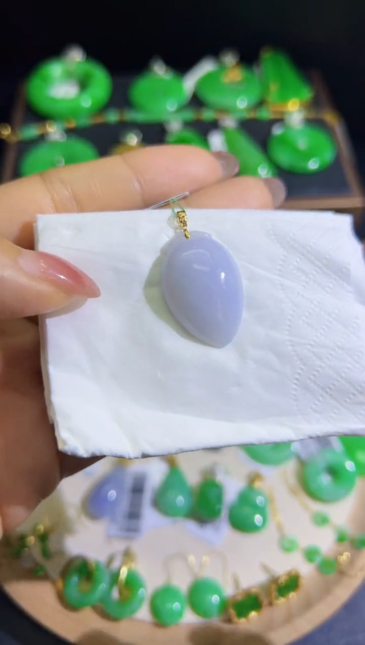 【闪购商品】翡翠颈饰18K金镶嵌Q缅料A货翡翠/支持复检/一件