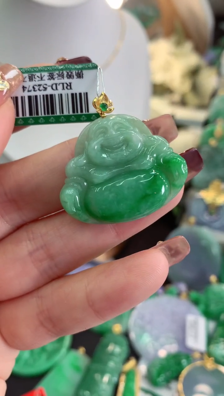 【闪购商品】翡翠吊坠(不含链)18K金镶嵌挂件