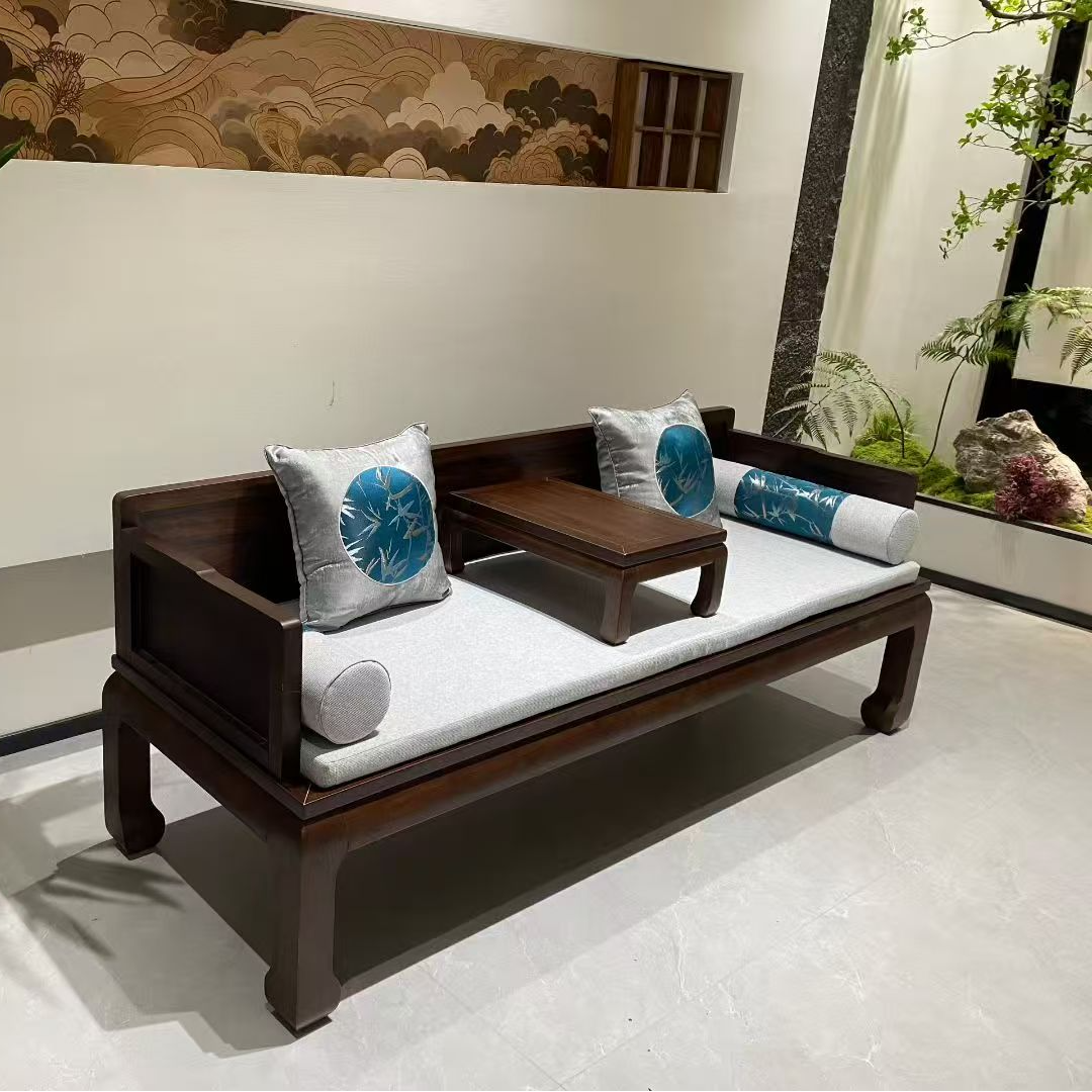 宋式美学罗汉床实木新中式马蹄脚1.8米2米全实木茶室办公一体