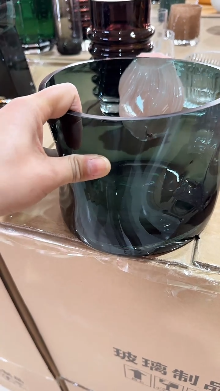 【闪购商品】玻璃灰绿套盆