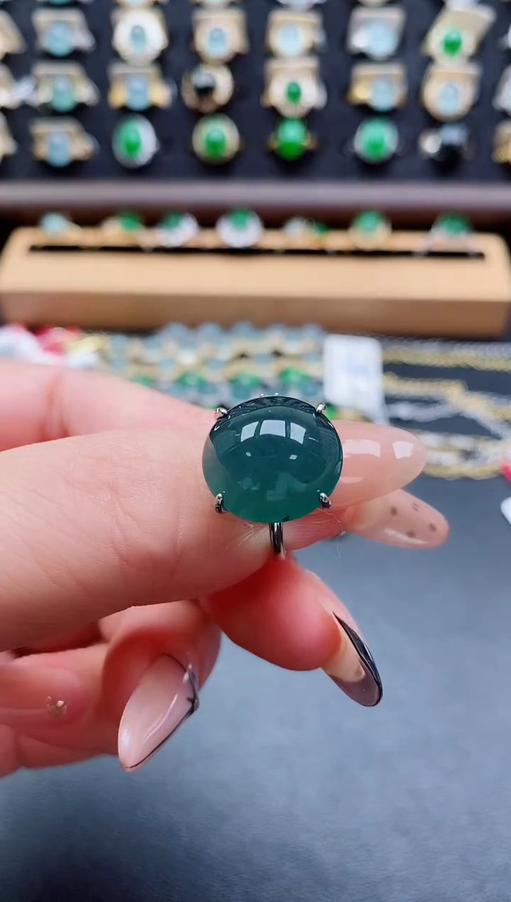 银S925镶嵌戒指翡翠1