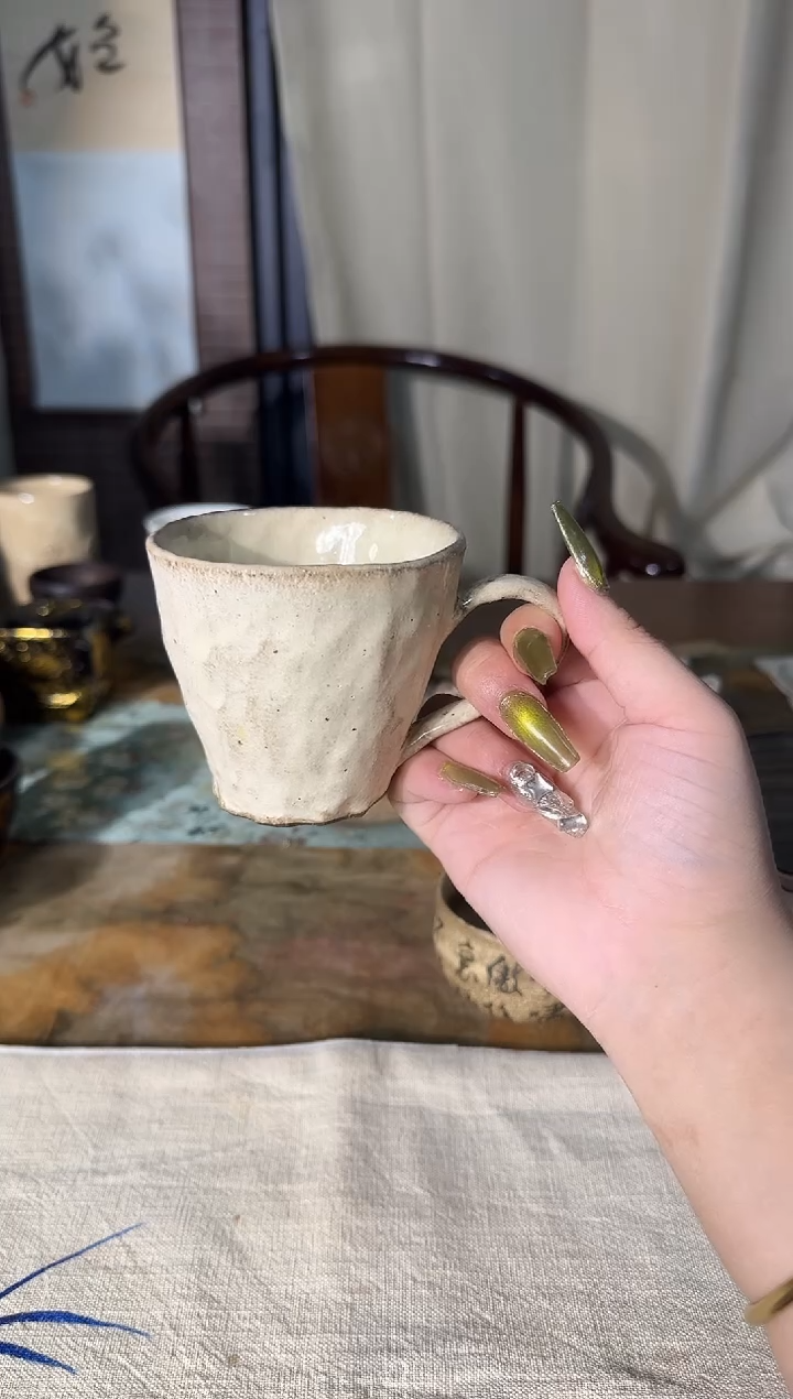 瓷片手作手捏咖啡杯