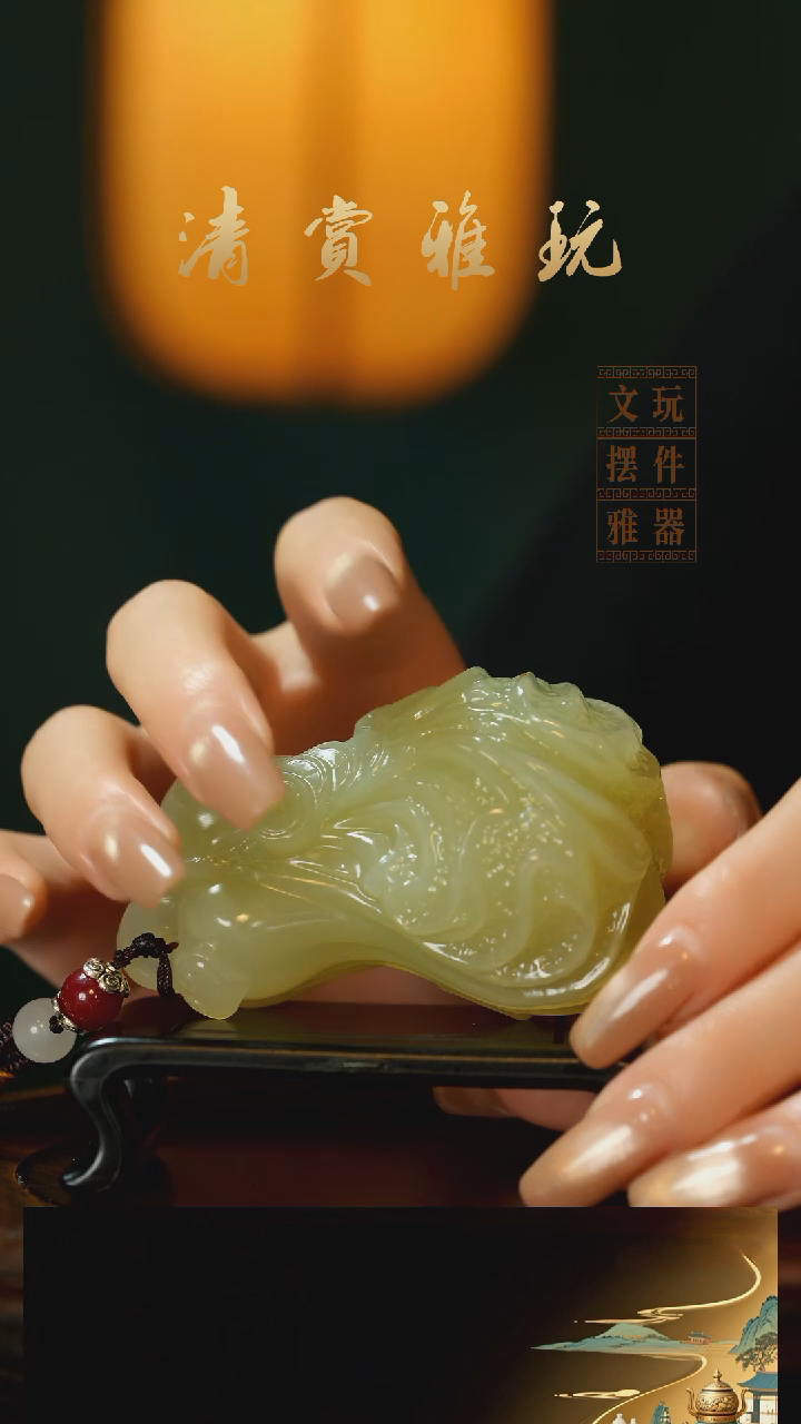 玉《丰满白菜》手把件摆件