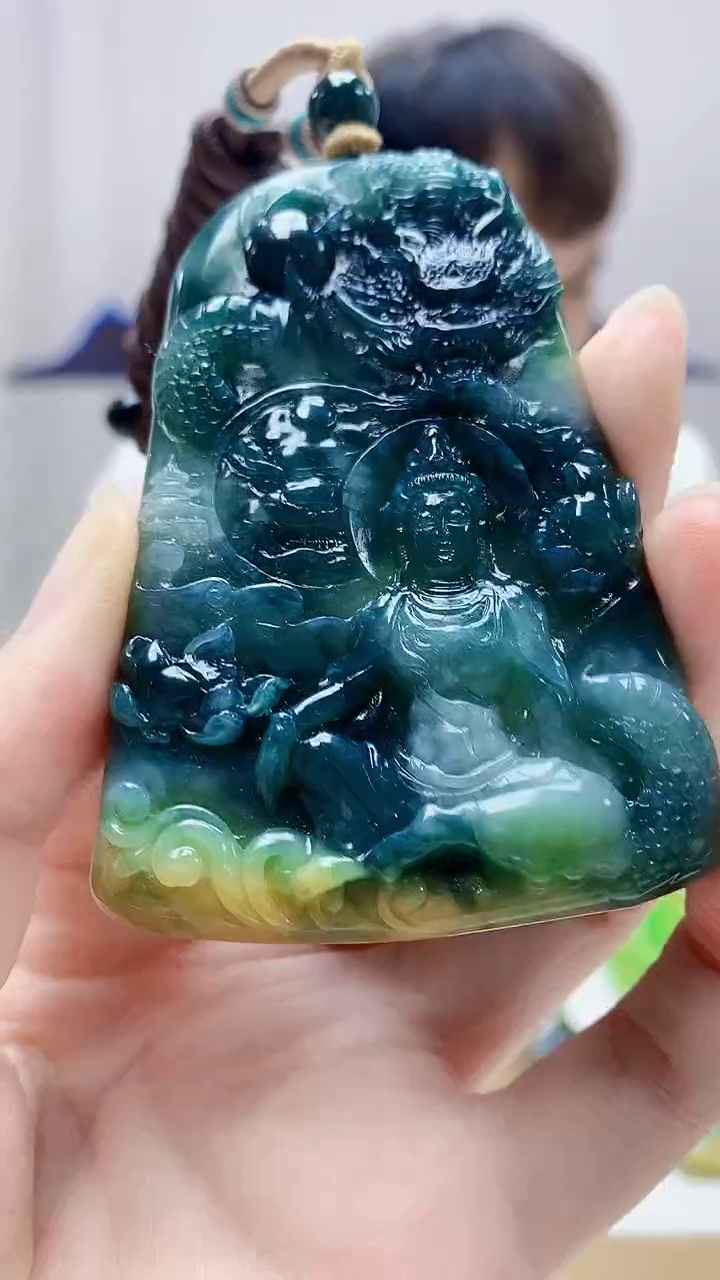 未镶嵌定制翡翠4868zm-毛货挂件观音66