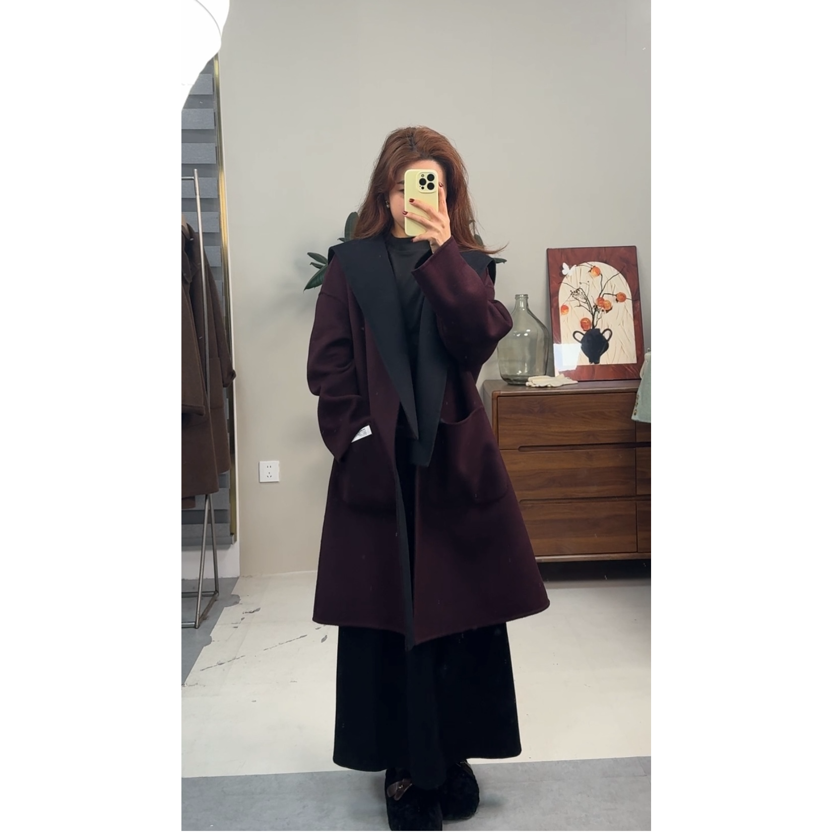 【宋宋s】两件套双面羊毛大衣高品质休闲慵懒款时尚外套 秋冬